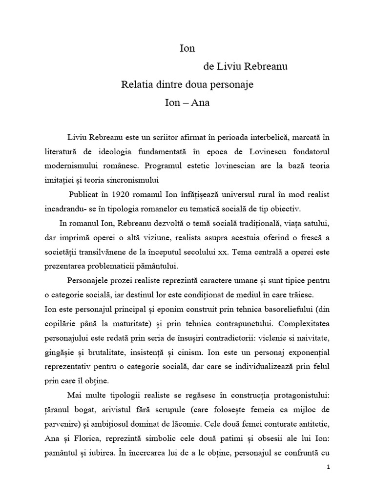 Ion - Liviu Rebreanu | PDF