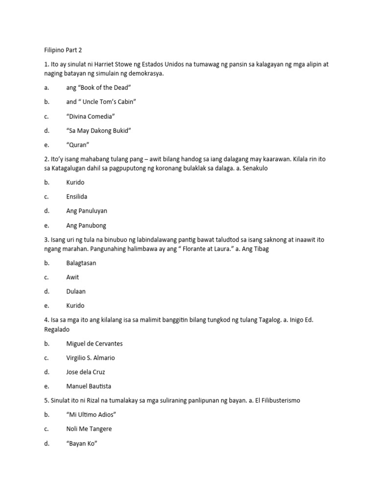 Filipino Part 2 | PDF