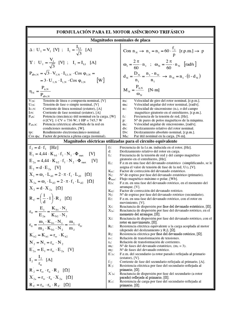 Formulación del Motor Asíncrono Trifásico | PDF | Inductor | Energia ...