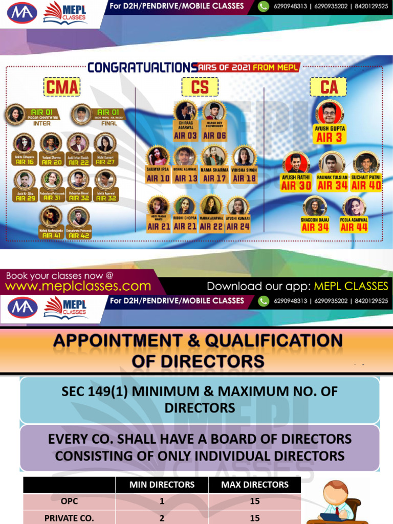 Sec 149 Onwards Notes Pdf Business Corporations