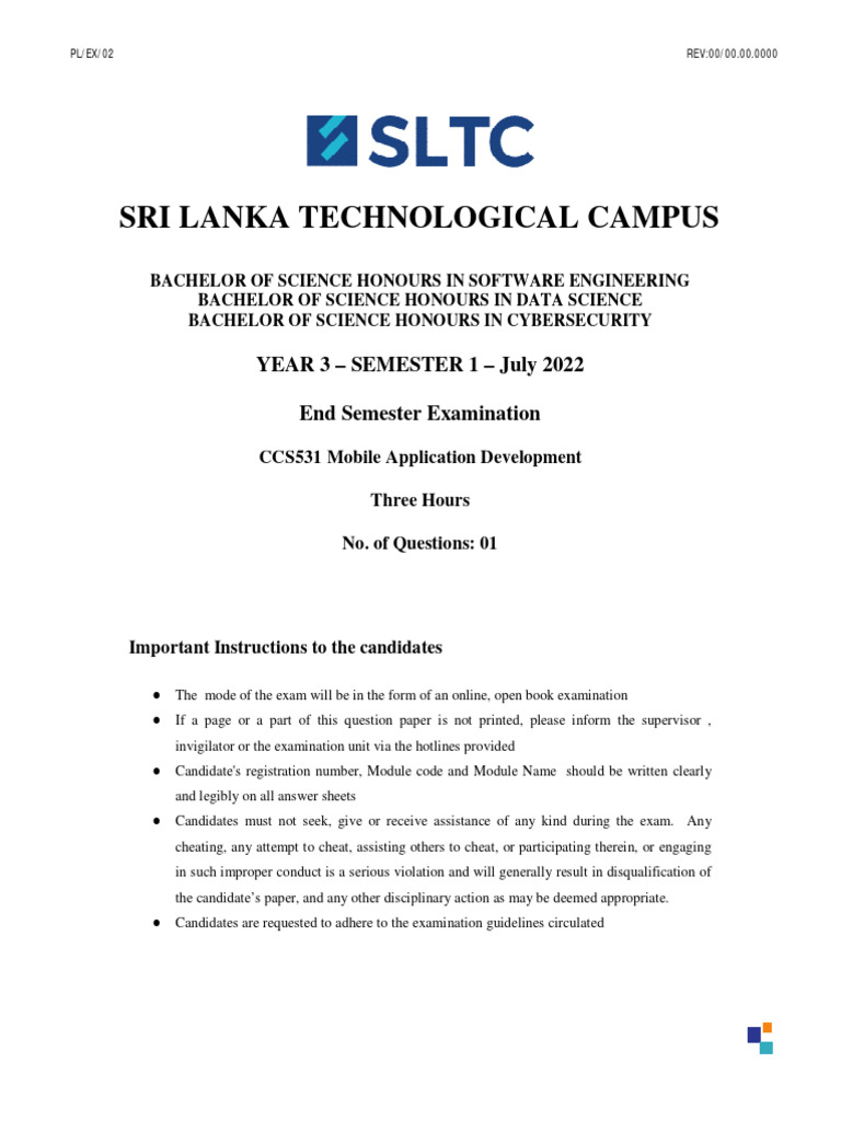 Mobile App Development Exam Paper | PDF | Computer Engineering ...