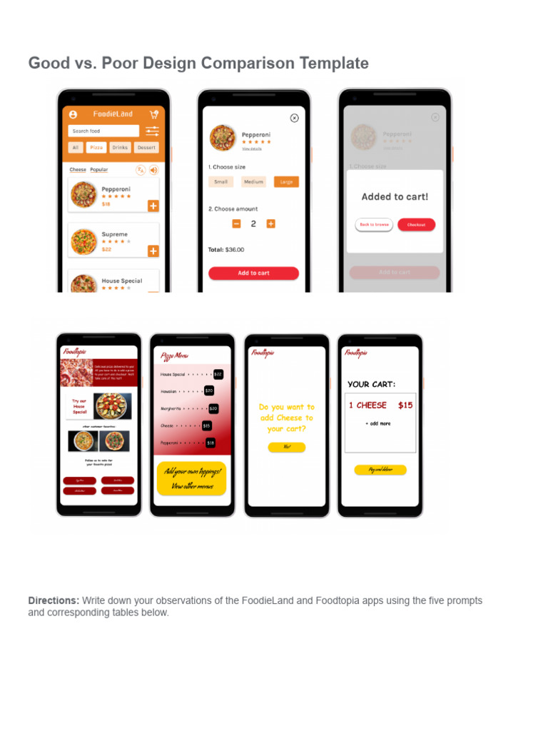 App UX Design Comparison Template | PDF | Usability | Cyberspace