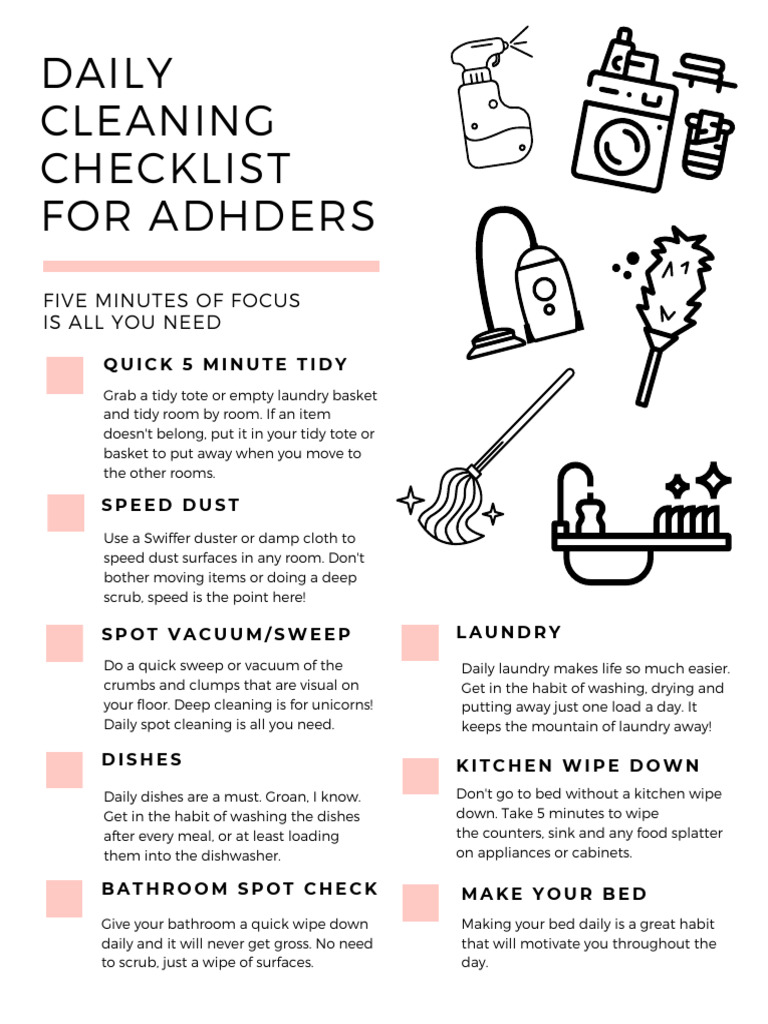 Picture of ADHD Daily Cleaning Checklist | PDF