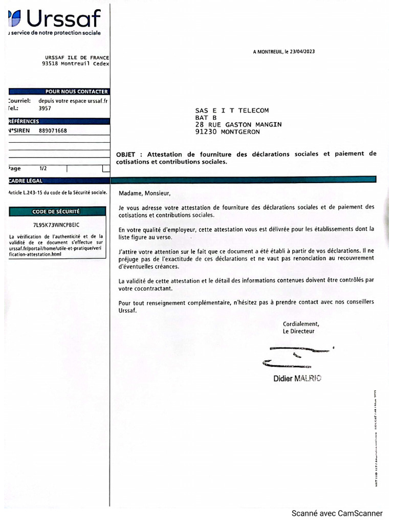 GUIDE D CLARATIF URSSAF intelligence overview