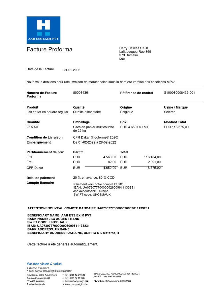 Facture Proforma: Attention! Nouveau Compte Bancaire | PDF | Gestion de ...