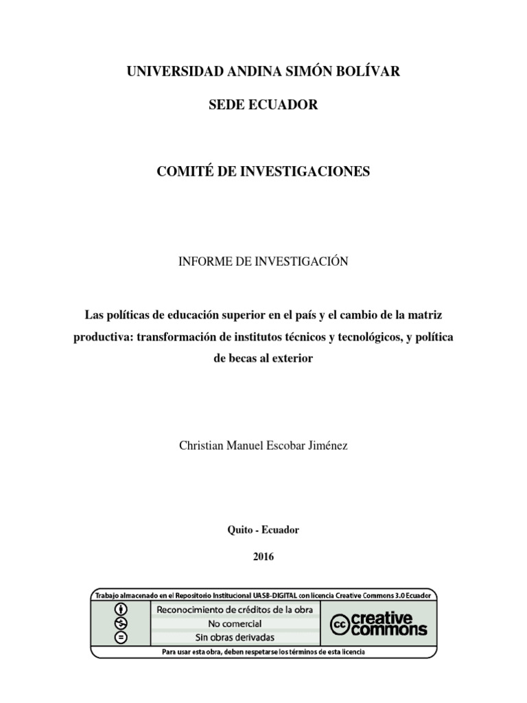Políticas de Educación Superior en Ecuador | PDF | Ecuador | Sociedad