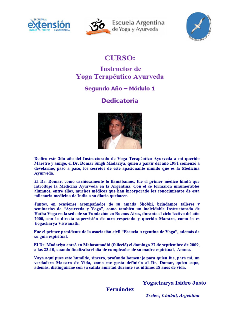 Curso de Yoga Terapéutico Ayurveda | PDF | Vedas | Ayurveda