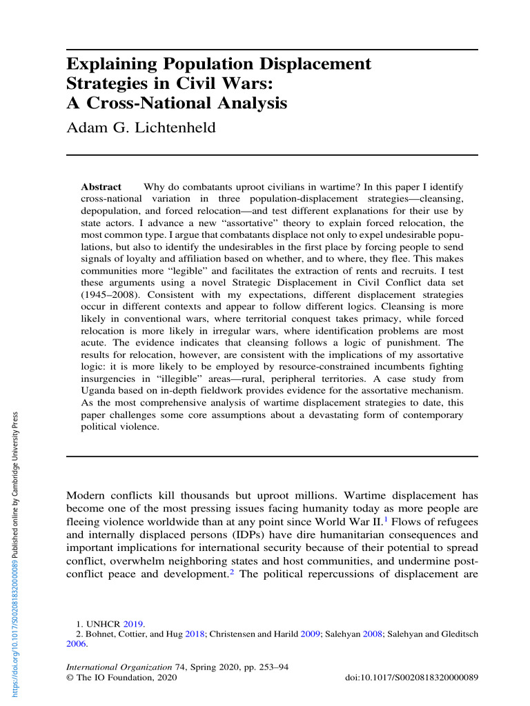 Lichtenheld - Explaining Population Displacement Strategies in Civil
