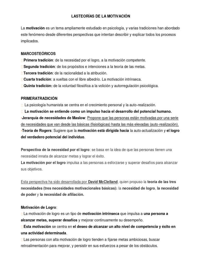 Teorías de la Motivación en Psicología | PDF | Motivacional | Motivación