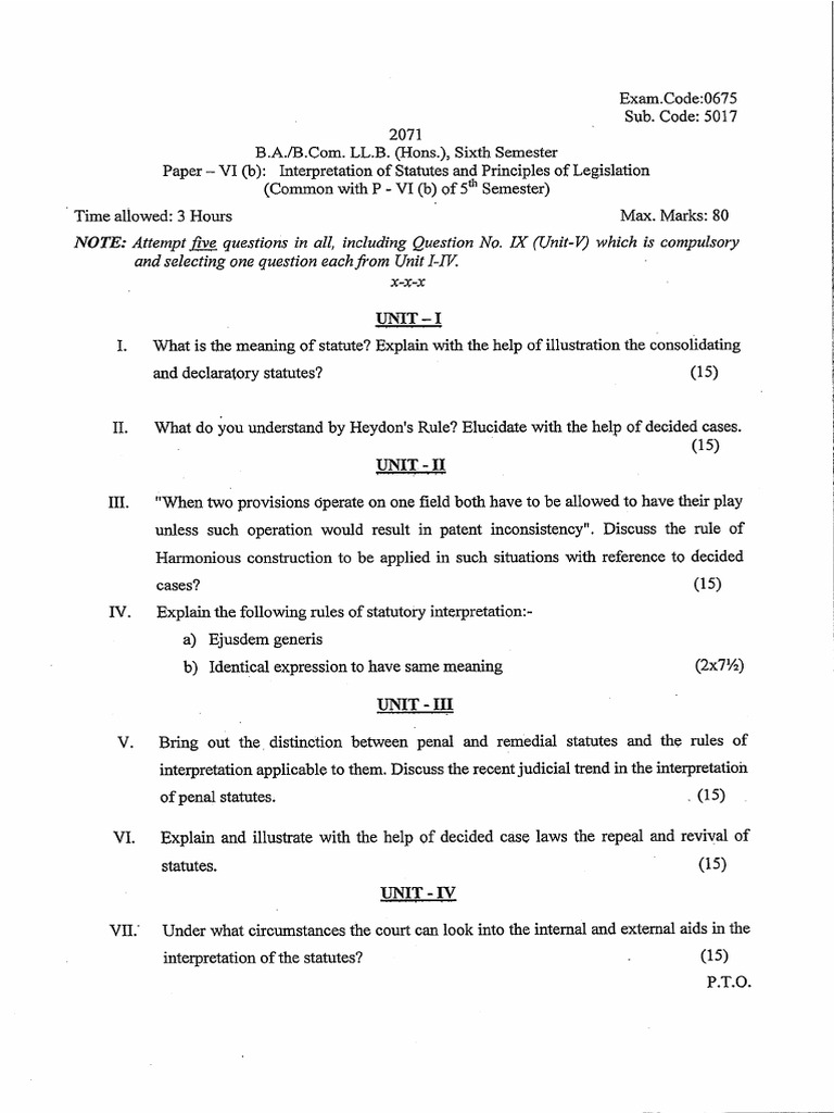 Interpretation of Statutes and Principles of Legislation | PDF