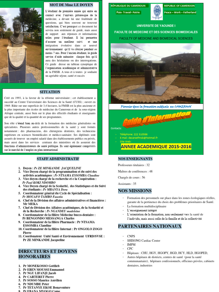 Guide de la FMSB de Yaoundé 2024 | PDF | Doctorat | Enseignement médical