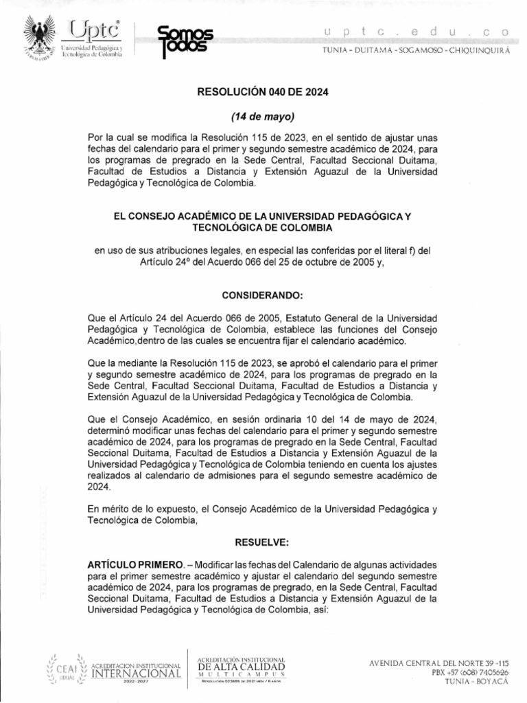 Resolución 040 de 2024 | PDF