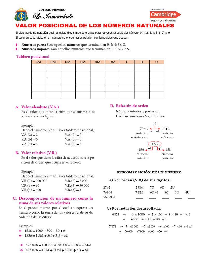Números y su Valor Posicional | PDF | Los símbolos | Semiótica
