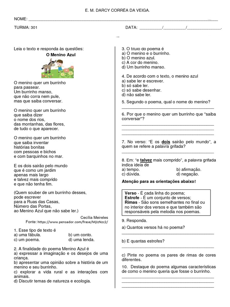 ATIV-POEMA-MENINO-AZUL-TUDO-PORTUGUES | PDF