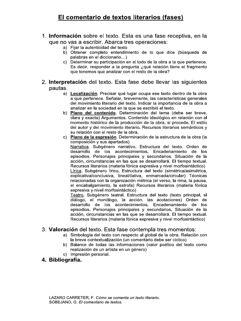 Comentario de Texto Literario 2 | PDF