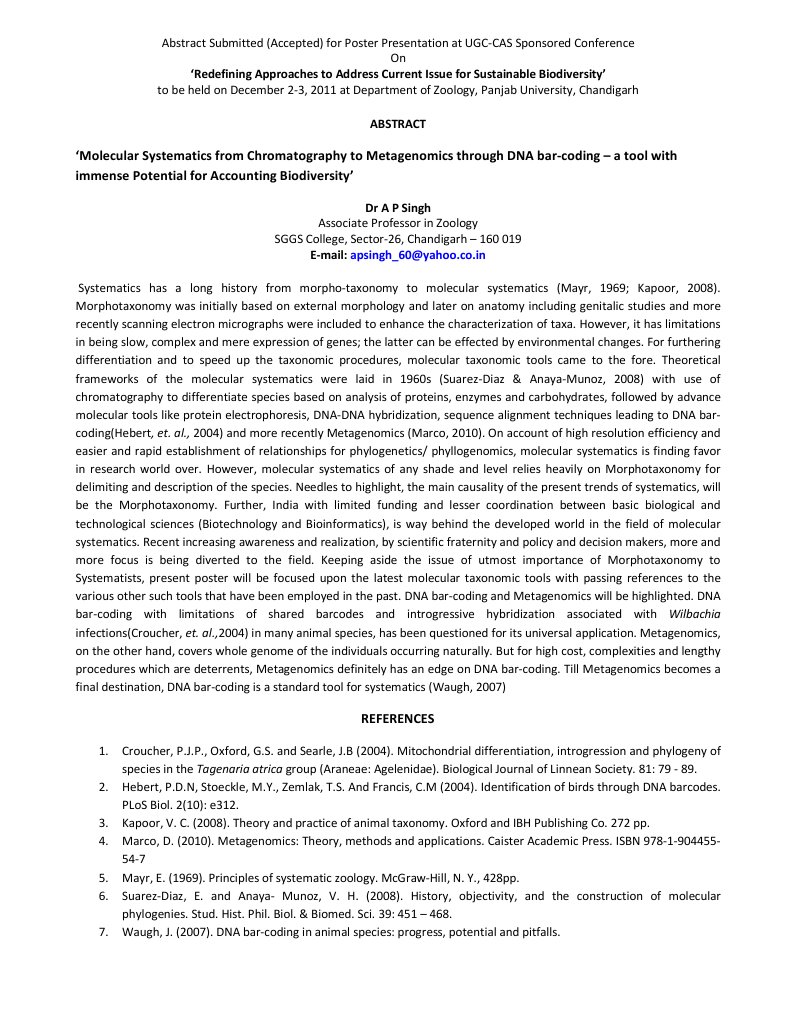 Abstract Molecular Systematics From Chtromatography To Metagenomics ...
