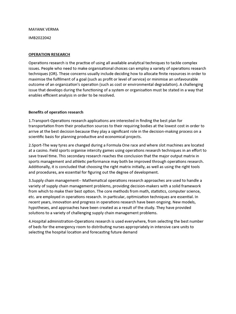 Operation research aasgn 1 pdf operations research supply chain