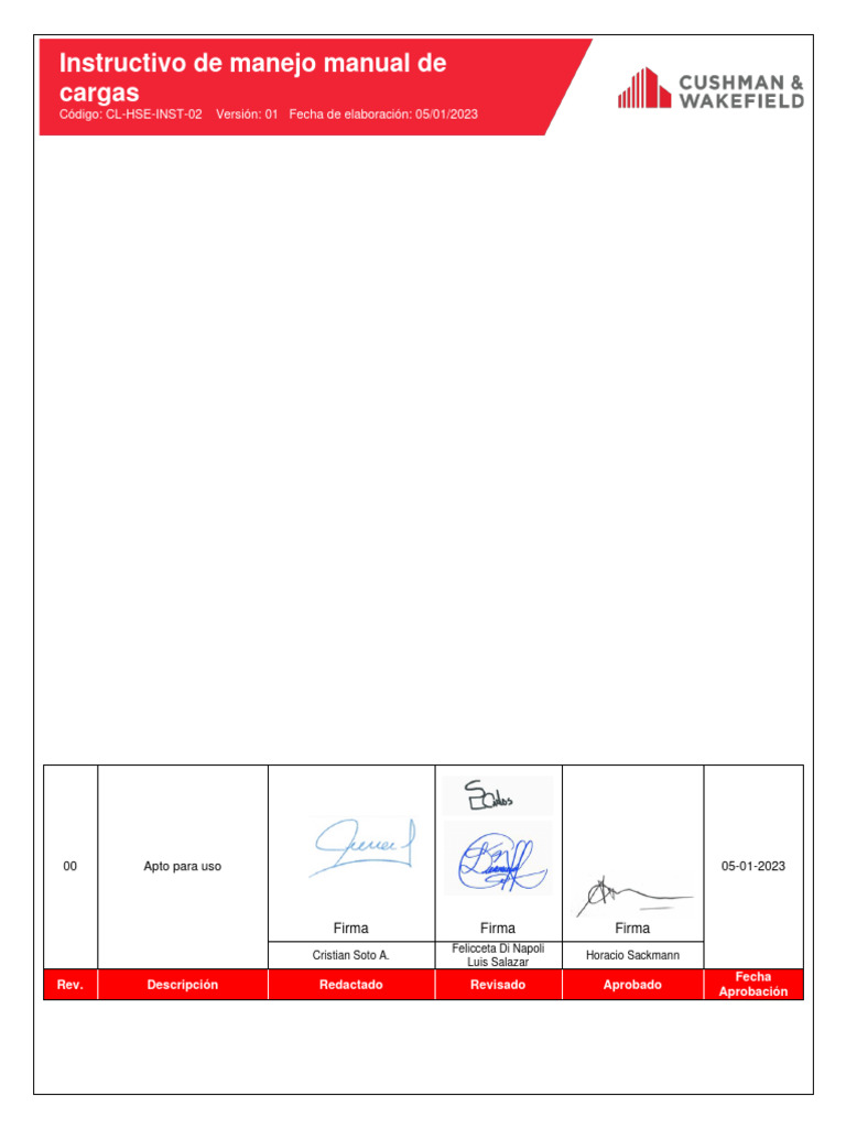 Instructivo de Manejo Manual de Cargas | PDF