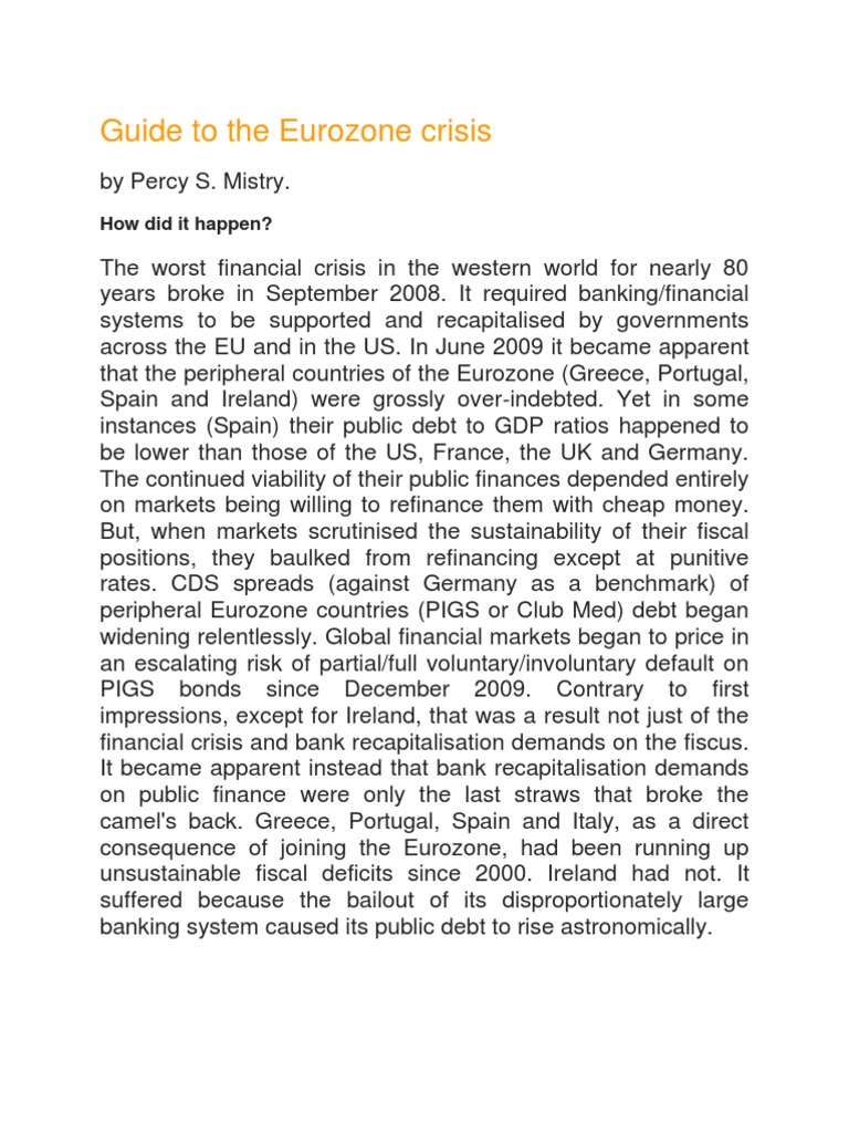 Guide To The Eurozone Crisis | PDF | Eurozone | Greek Government Debt ...
