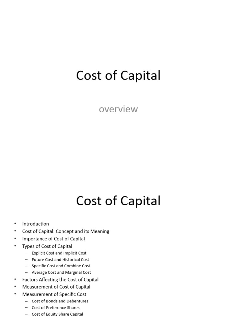 Understanding Cost of Capital Essentials | PDF | Cost Of Capital ...