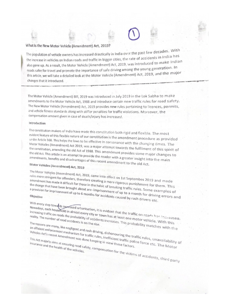 What is the new motor vehicle amendment act 2019 pdf