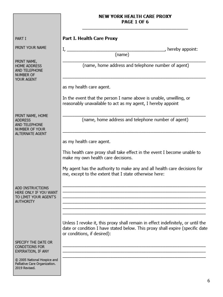 New York Health Care Proxy Form | PDF | Cardiopulmonary Resuscitation ...