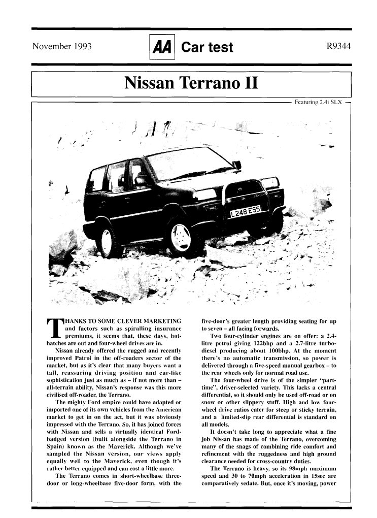 Nissan Terrano Ii 2.4i SLX R9344 | PDF