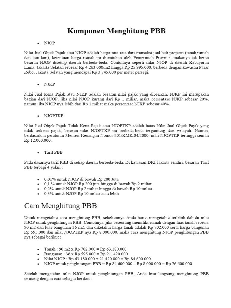 Perhitungan Pbb Pph Dan Ppn Pdf