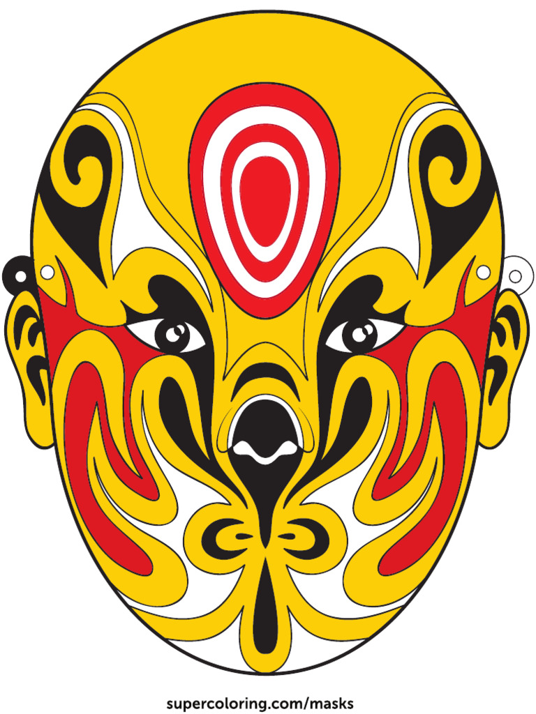 Chinese Opera Mask 1 Color Paper Craft | PDF