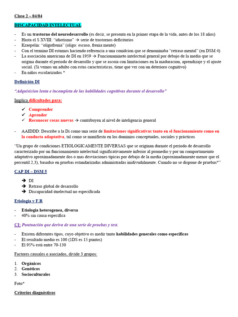 Definición y Clasificación de Discapacidad Intelectual | PDF ...