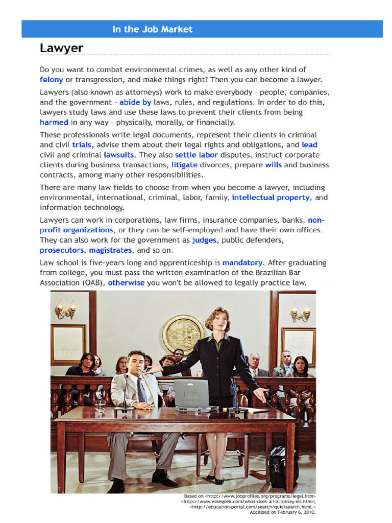 Reading - Lawyer | PDF