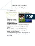 Sporting Cristal Perdió Contra Universitario