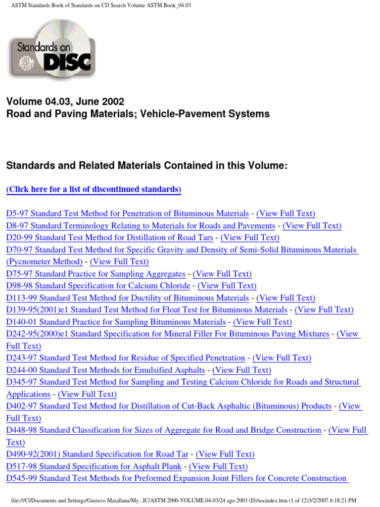ASTM Standards for Asphalt Materials | PDF | Road Surface | Concrete