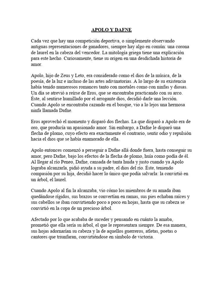 APOLO Y DAFNE (Séptimos) | PDF