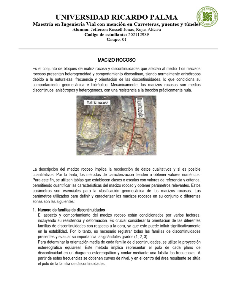 Caracterización Geomecánica de Macizos Rocosos | PDF | Ciencias fisicas