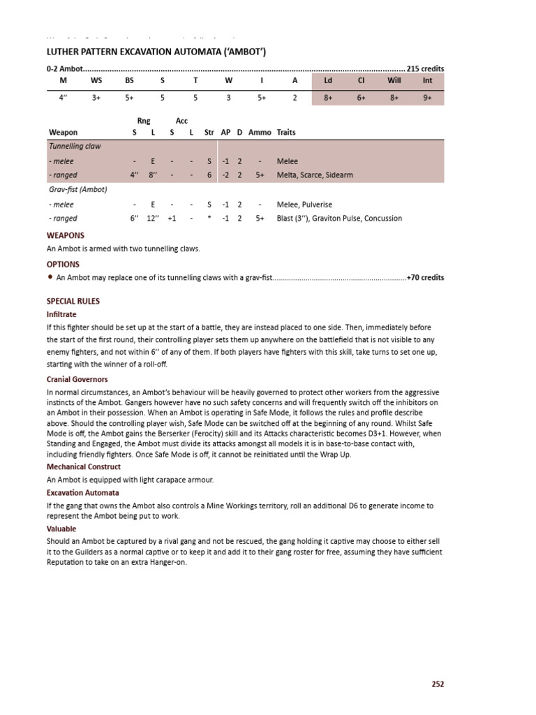 Ambot Rules for Necromunda Campaign | PDF | Military