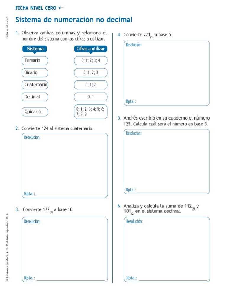 Sistema de Numeración No Decimal | PDF | Matemática Elemental ...