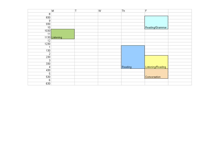 Weekly Language Learning Schedule | PDF