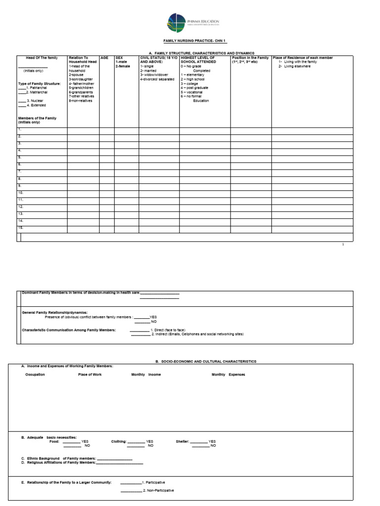 1 Family Health Assessment Form | PDF | Liquefied Petroleum Gas | Waist