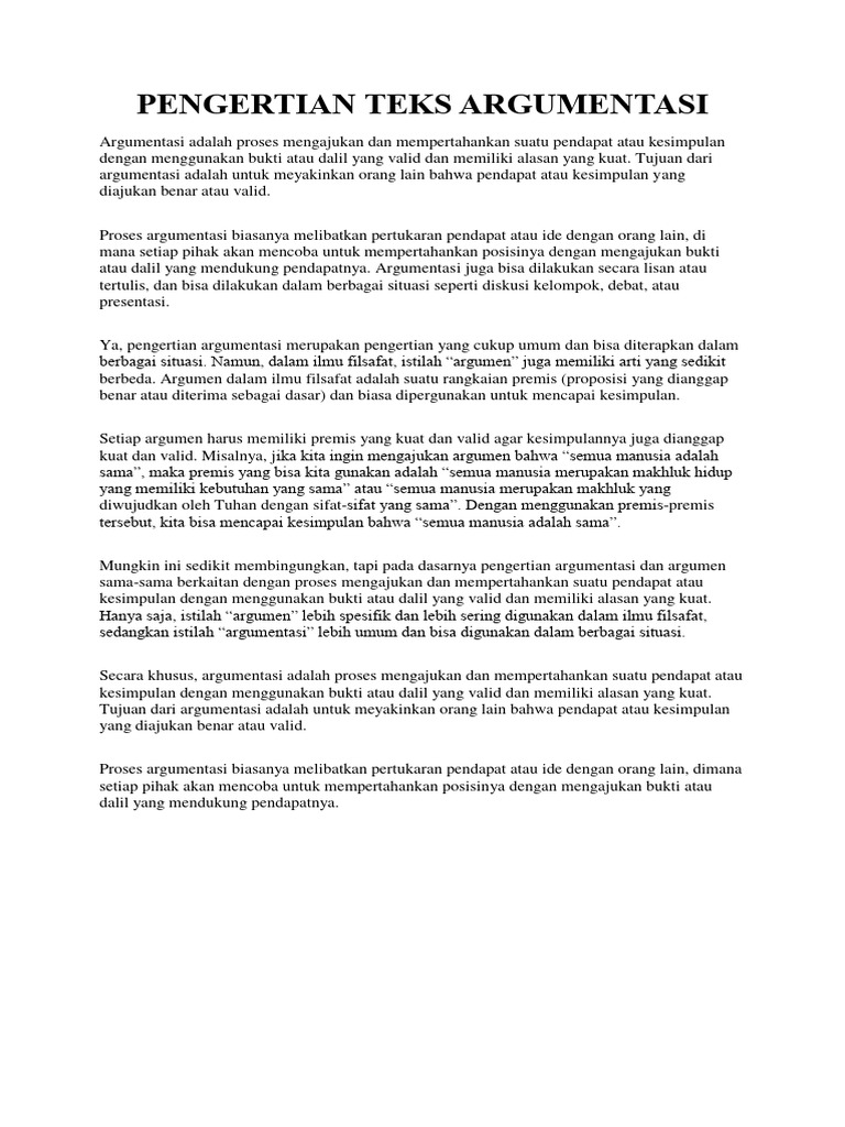 Pengertian dan Struktur Teks Argumentasi | PDF