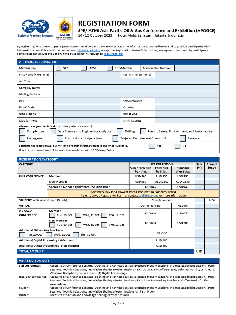 Oil & Gas Conference Registration | PDF