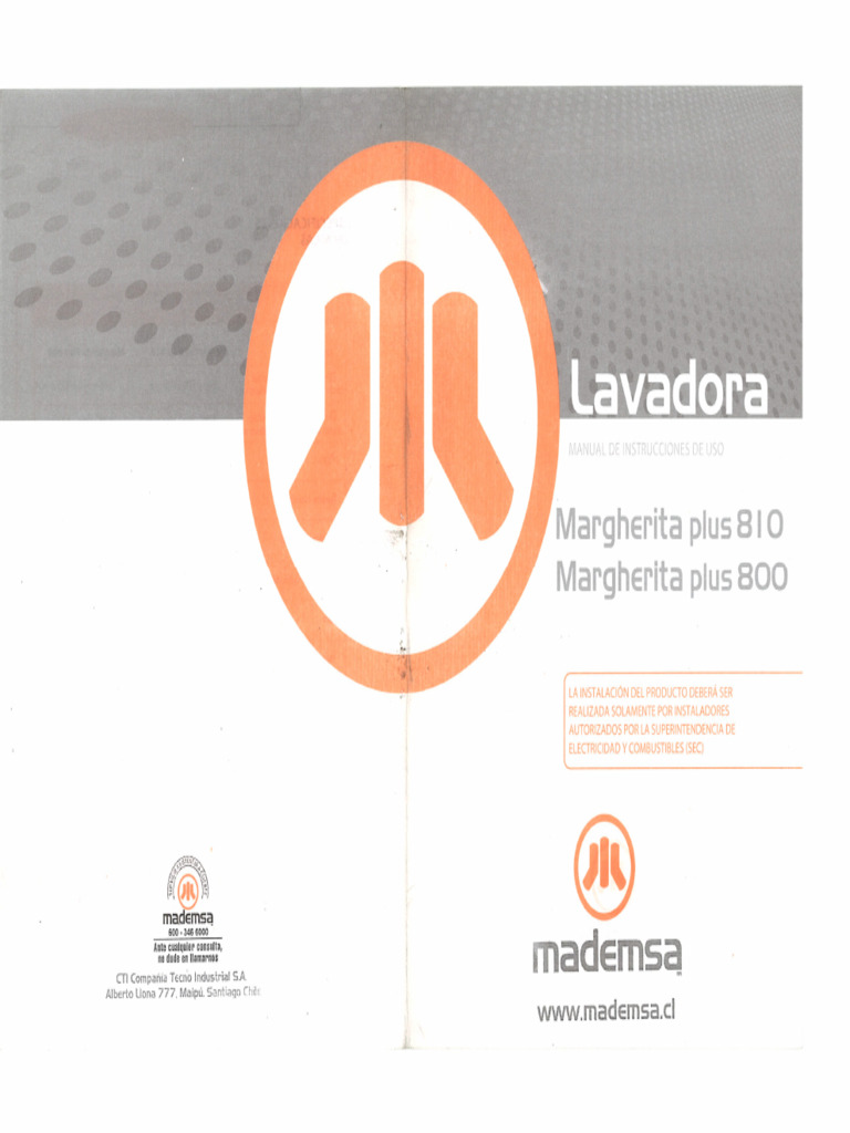 Mademsa Margherita Plus 800 Washing Machine PDF