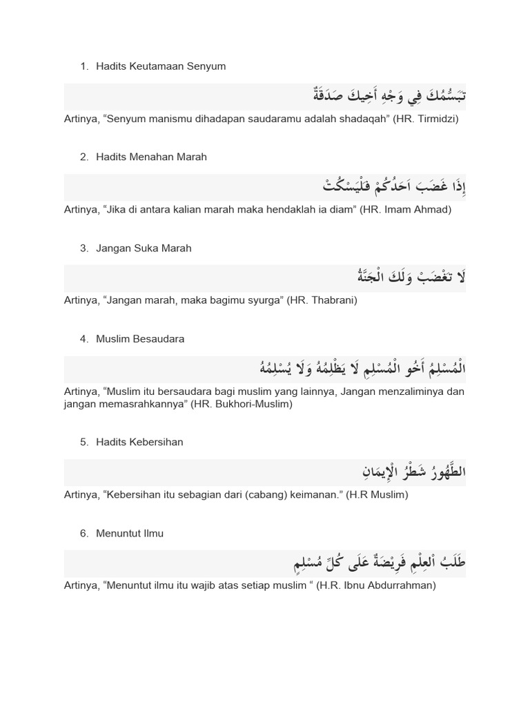 Kumpulan Hadits Pendek dan Artinya | PDF