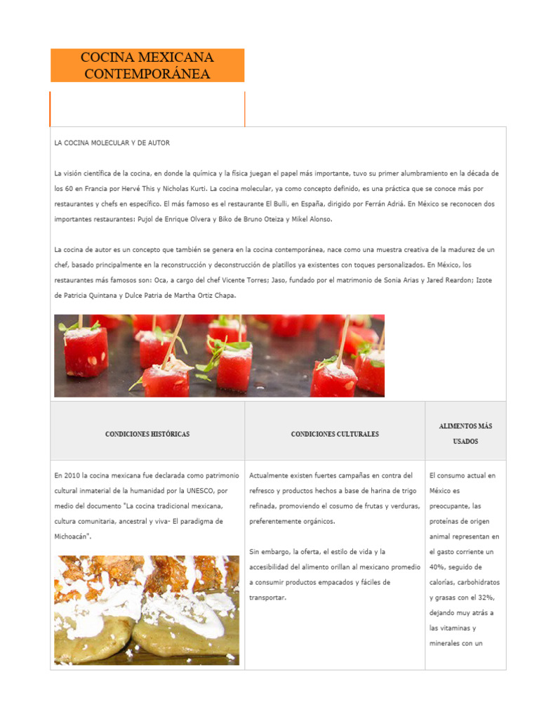 Cocina Molecular y de Autor en México | PDF | Alimentos | Nutrición