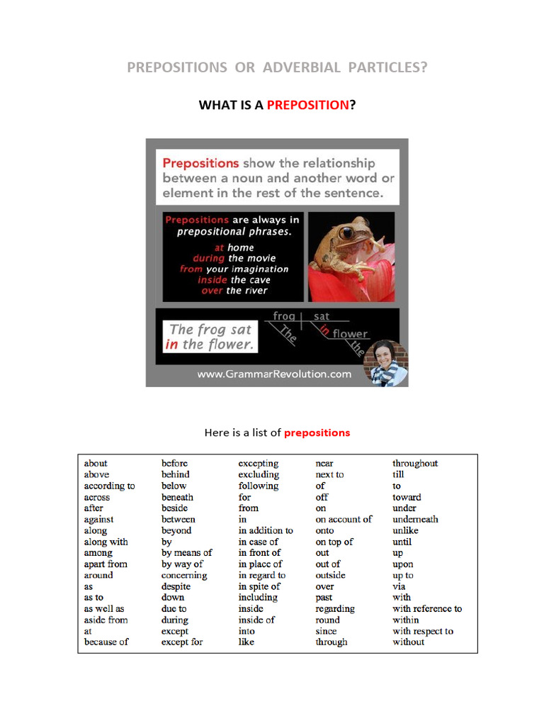Prepositions vs. Adverbial Particles Explained | PDF | Philosophy ...