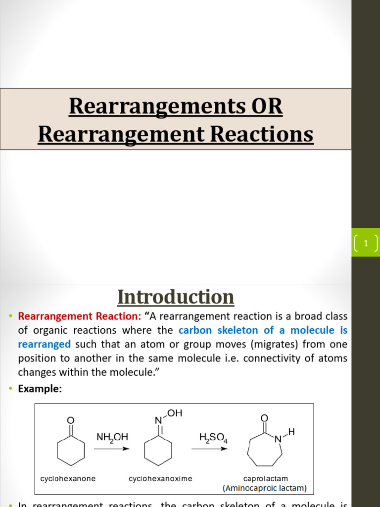 Mechanisms of Organic Rearrangement Reactions | PDF | Chemical ...