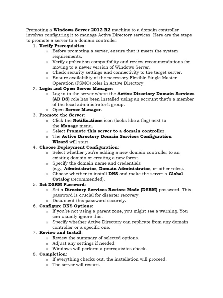 Promote Windows Server 2012 R2 to DC | PDF | Active Directory | System ...