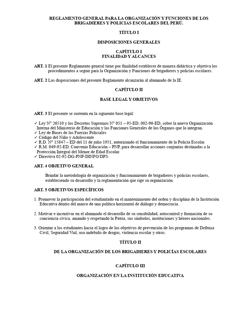 Reglamento de Brigadieres y Policías Escolares | PDF | Policía | Maestros