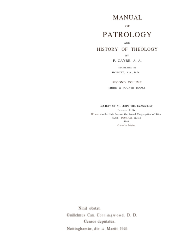 D-Manual of Patrology & History of Theology Vol 2 - Cayre - OCR | PDF ...