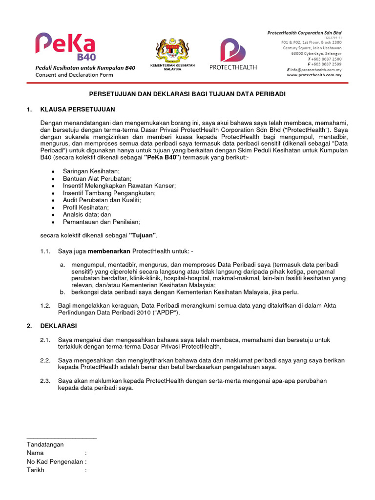 PeKa B40 Consent Form MS | PDF